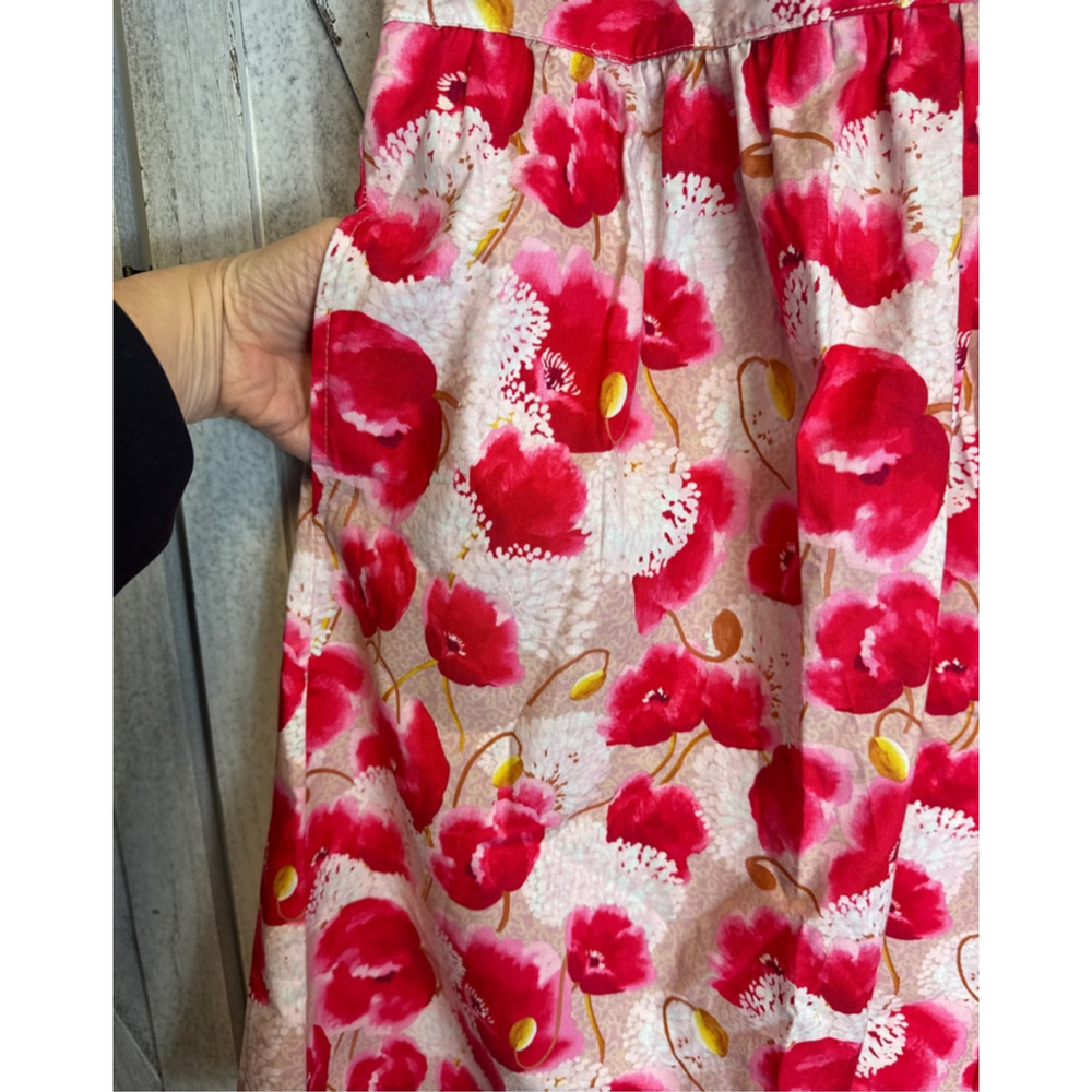Women's RETROLICIOUS Red Pink Floral A-Line Skirt 3X - Picture 3 of 6